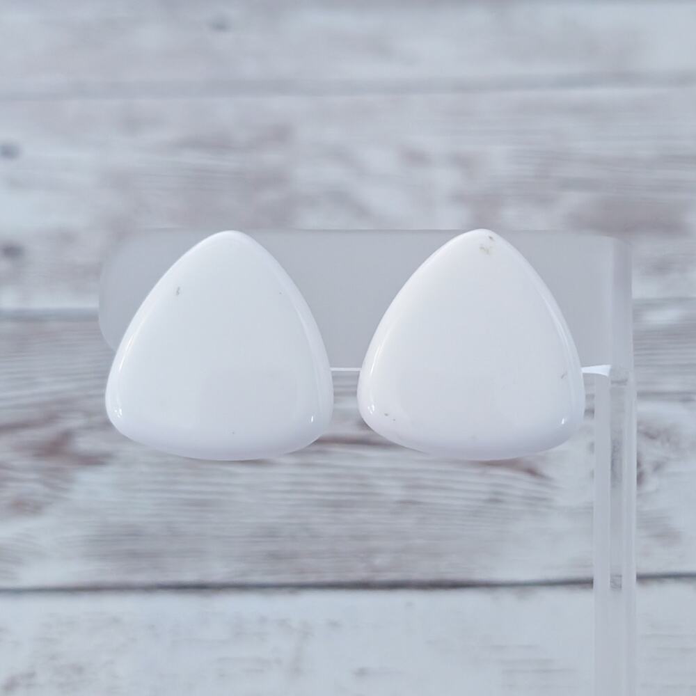 Vintage Clip On Earrings Retro White Triangle - Fair Condition